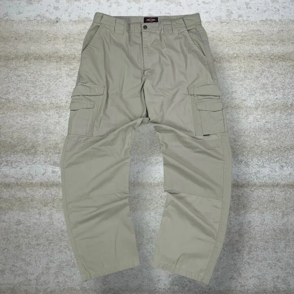 Vintage 90s Tru Spec Tactical Pants 38x34 Baggy Wide Leg Tan Double Knees Cargos